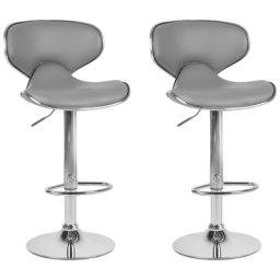 Trendy Barhocker 2er Set Grau Kunstleder Höhenverstellbar Modern
