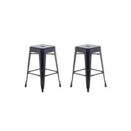 Trendy Barhocker 2er Set Schwarz Metall 60 cm Industriell
