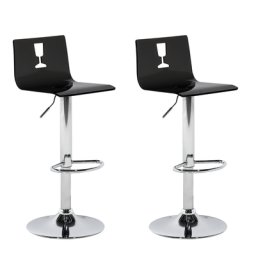 Trendy Barhocker 2er Set Transparent/Schwarz Metall Höhenverstellbar Modern