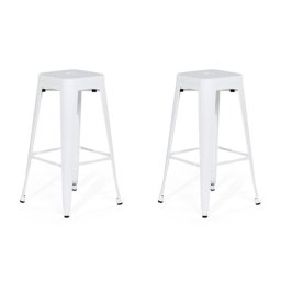 Trendy Barhocker 2er Set Weiß Metall 76 cm Industriell