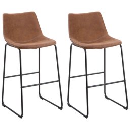 Stilvoller Barstuhl 2er Set Braun Stoff/Metall 100 cm Retro
