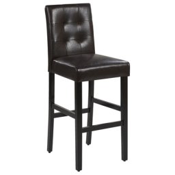 Trendy Barhocker Braun Kunstleder 45 x 45 cm Rückenlehne Retro