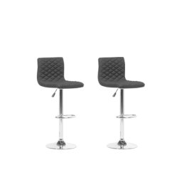 Eleganter Barstuhl 2er Set Schwarz Stoff Höhenverstellbar Rückenlehne Modern