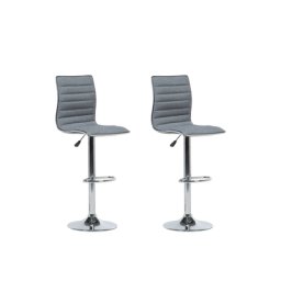 Trendy Barstuhl Grau Stoff höhenverstellbar Rückenlehne Minimalistisch