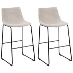 Stilvoller Barstuhl 2er Set Beige Stoff/Metall 100 cm Retro
