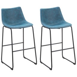Stilvoller Barstuhl 2er Set Blau Stoff/Metall 100 cm Retro