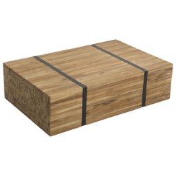 Couchtisch Teakholz 69 x 110 cm Kaffeetisch Massivholzlatten Metallbänder Antike Optik Rechteckig Modern Scandinavien Stil