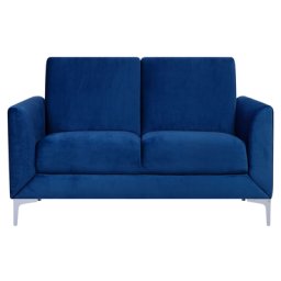 Sofa Dunkelblau Samtstoff 2-Sitzer Minimalistisch Wohnzimmer