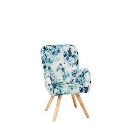Sessel Bunt Blumenmotiv Polsterbezug Gummibaumholz Abgerundete Armlehnen Schlafzimmer Wohnzimmer