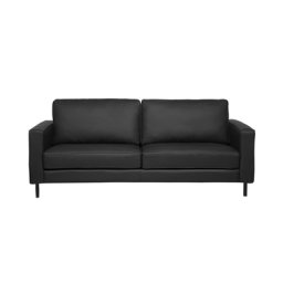 Sofa Schwarz Echtleder 3-Sitzer Minimalistisch Wohnzimmer