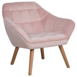 Sessel Rosa Samtstoff Gummibaumholz Geschwungene Armhelnen Clubsessel