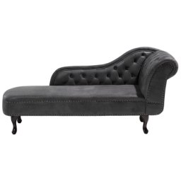 Chaiselongue Rechtsseitig Dunkelgrau Kunstleder Holzfüße Glamourös