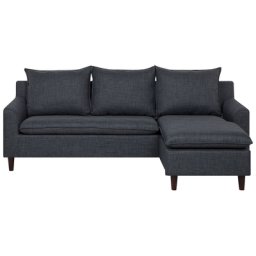 Ecksofa Dunkelgrau Polsterbezug L-Förmig Universal Traditionell Wohnzimmer