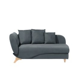 Chaiselongue Linksseitig Dunkelgrau Samtstoff Holzfüße Modern Mit Zierkissen Bettkasten