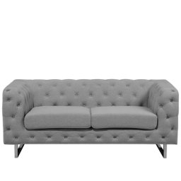 Sofa Hellgrau Polsterbezug 2-Sitzer Chesterfield Stil Modern Wohnzimmer