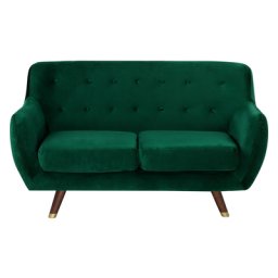 Sofa Dunkelgrün Samtstoff 2-Sitzer Minimalistisch Retro Wohnzimmer