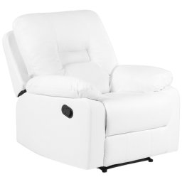 Sessel Weiß Kunstleder verstellbar Wohnzimmer Arbeitszimmer Retro Stil