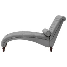 Chaiselongue Universal Hellgrau Samtstoff Holzfüße Traditionell Mit Zierkissen