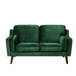 Sofa Grün Samtstoff 2-Sitzer Retro Minimalistisch Wohnzimmer