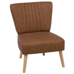 Sessel Braun Samtstoff Gummibaumholz Retro Stil ohne Armlehnen Wohnzimmer