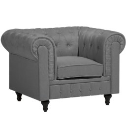 Sessel Grau Polsterbezug Eukalyptus XXL Size Chesterfield-Stil Wohnzimmer