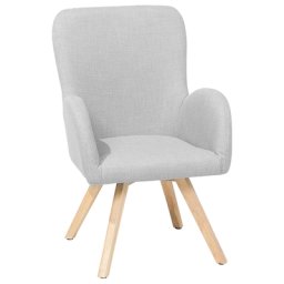 Sessel Grau Polsterbezug Gummibaumholz Abgerundete Armlehnen Schlafzimmer Wohnzimmer