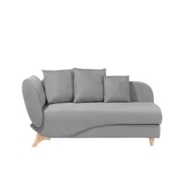 Chaiselongue Linksseitig Hellgrau Samtstoff Holzfüße Modern Mit Zierkissen Bettkasten