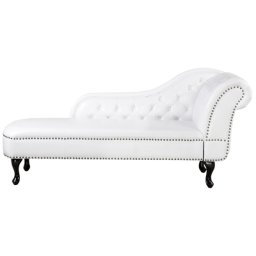 Chaiselongue Rechtsseitig Weiß Kunstleder Holzfüße Glamourös