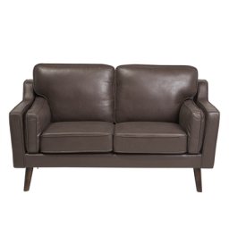 Sofa Braun Polsterbezug Lederoptik 2-Sitzer Retro Wohnzimmer