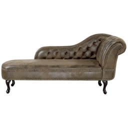 Chaiselongue Rechtsseitig Dunkelbraun Kunstleder Holzfüße Glamourös