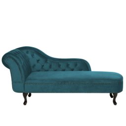 Chaiselongue Linksseitig Blaugrün Samtstoff Holzfüße Glamourös