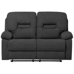 Sofa Dunkelgrau Polsterbezug 2-Sitzer Relaxfunktion Retro Wohnzimmer