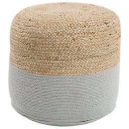Pouf Hellgrau/Beige Jute/Baumwolle Quadrat Boho-Stil