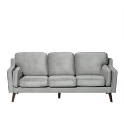 Sofa Hellgrau Samtstoff 3-Sitzer Retro Minimalistisch Wohnzimmer