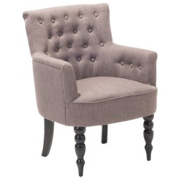 Sessel Taupe Polsterbezug Massivholz Dekorative Versteppung auf Rückenlehne stilvolle Beine Klassischer Stil