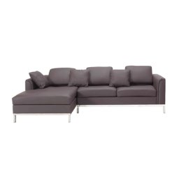 Ecksofa Braun Echtleder L-Förmig Rechtsseitig Modern Wohnzimmer