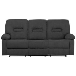 Sofa Dunkelgrau Polsterbezug 3-Sitzer Relaxfunktion Retro Wohnzimmer