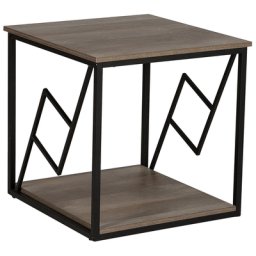 Beistelltisch Dunkelbraun Schwarz 56 x 56 cm Spanplatte 2 Fächer Laminiert Praktisch Industrielles Design Quadratisch Modern