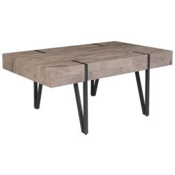 Couchtisch Braun mit Schwarz 60 x 100 cm MDF Platte Metall Pulverbeschichtet Große Tischplatte Spitzen Beine Holzoptik Rechteckig Industriell