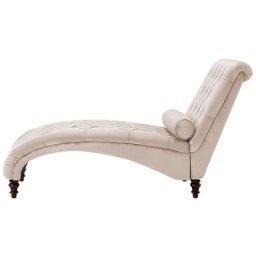 Chaiselongue Universal Beige Samtstoff Holzfüße Mit Zierkissen
