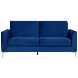 Sofa Dunkelblau Samtstoff 3-Sitzer Minimalistisch Wohnzimmer
