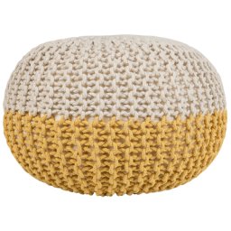Pouf Gelb/Beige 100% Baumwolle Rund ⌀ 50 cm Elegant Modern