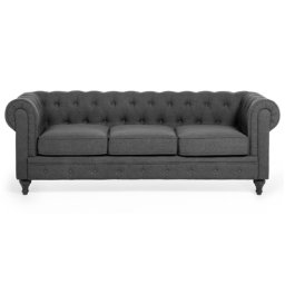 Sofa Grau Polsterbezug 3-Sitzer Chesterfield Stil Glamourös Wohnzimmer