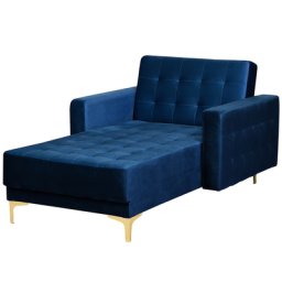 Chaiselongue Universal Dunkelblau Samtstoff Metallfüße Klassisch