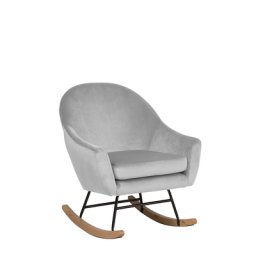 Schaukelsessel Grau Samtstoff Beine aus Gummibaumholz Wohnzimmer elegant