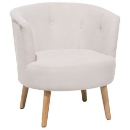 Sessel Cremeweiß Polsterbezug Kautschuckholz Clubsessel Moderner Look Wohnzimmer