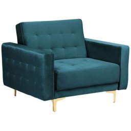 Sessel Grün Samtstoff Metall Retro Stil verstellbare Rückenlehne Wohnzimmer