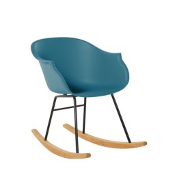 Schaukelstuhl Blaugrün Kunststoff mit Metallgestell Holzkufen Armlehnen Skandinavisches Design Modern für Esszimmer Wohnzimmer Jugendzimmer