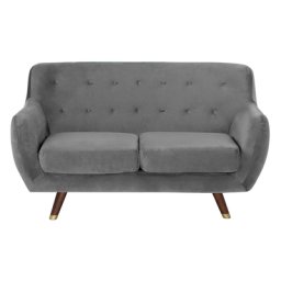 Sofa Grau Samtstoff 2-Sitzer Minimalistisch Retro Wohnzimmer