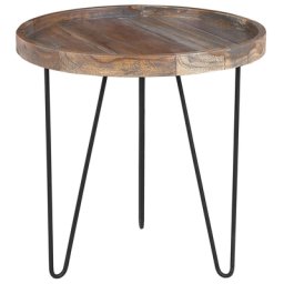 Beistelltisch Dunkelbraun / Schwarz Holz Metall 50 cm Lackiert Rund Modern Scandinavien Stil